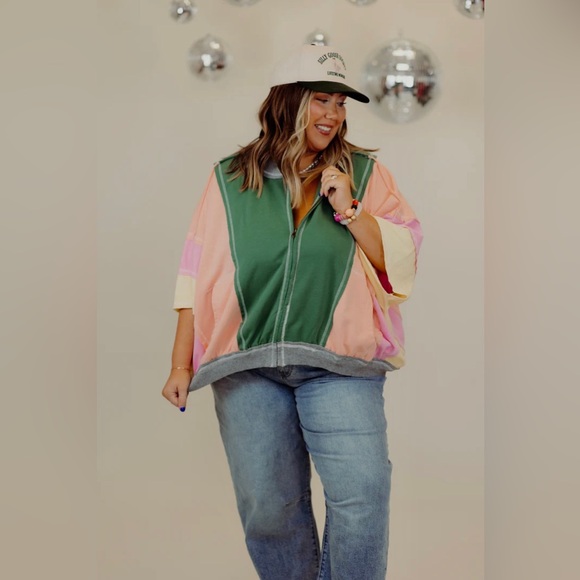 ▫️NEW! Bibi JADE MULTI RAW EDGE VINTAGE WASHED BOMBER JACKET - Picture 3 of 13